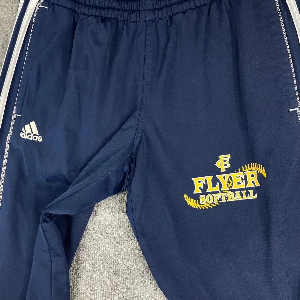Adidas Pants Mens Size M Navy Flyer Softball Track Athletic Logo Striped‎